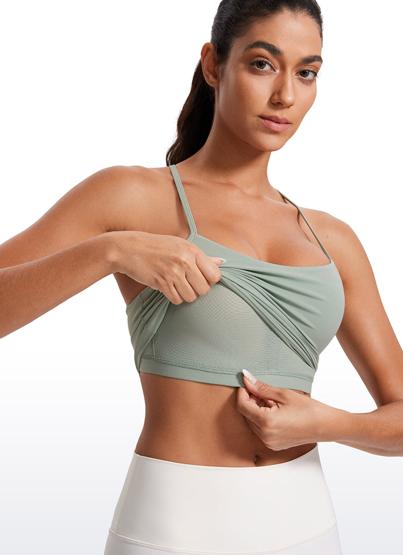 CRZ YOGA Womens Butterluxe Y Back Longline Sports Bras Crop Tank Top Green Palm Court