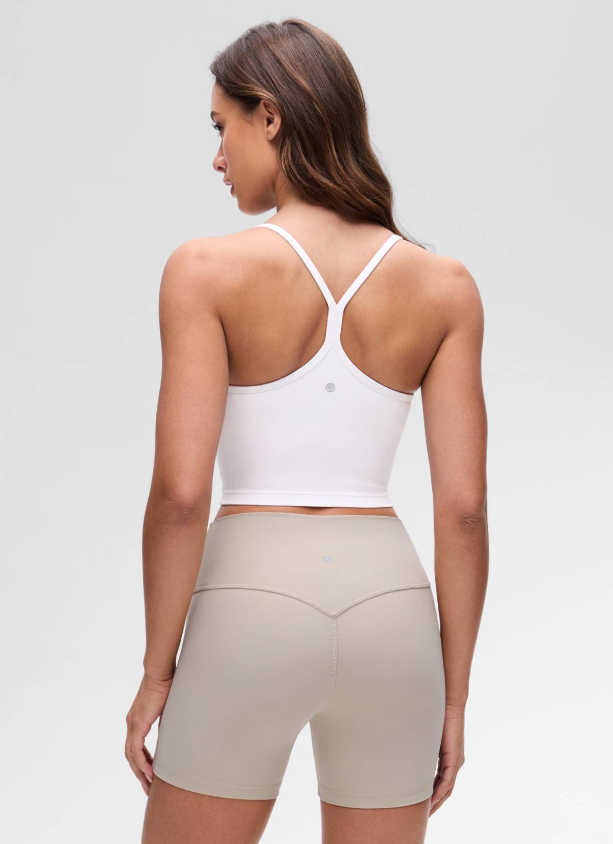CRZ YOGA Womens Butterluxe Y Back Longline Sports Bras Crop Tank Top White