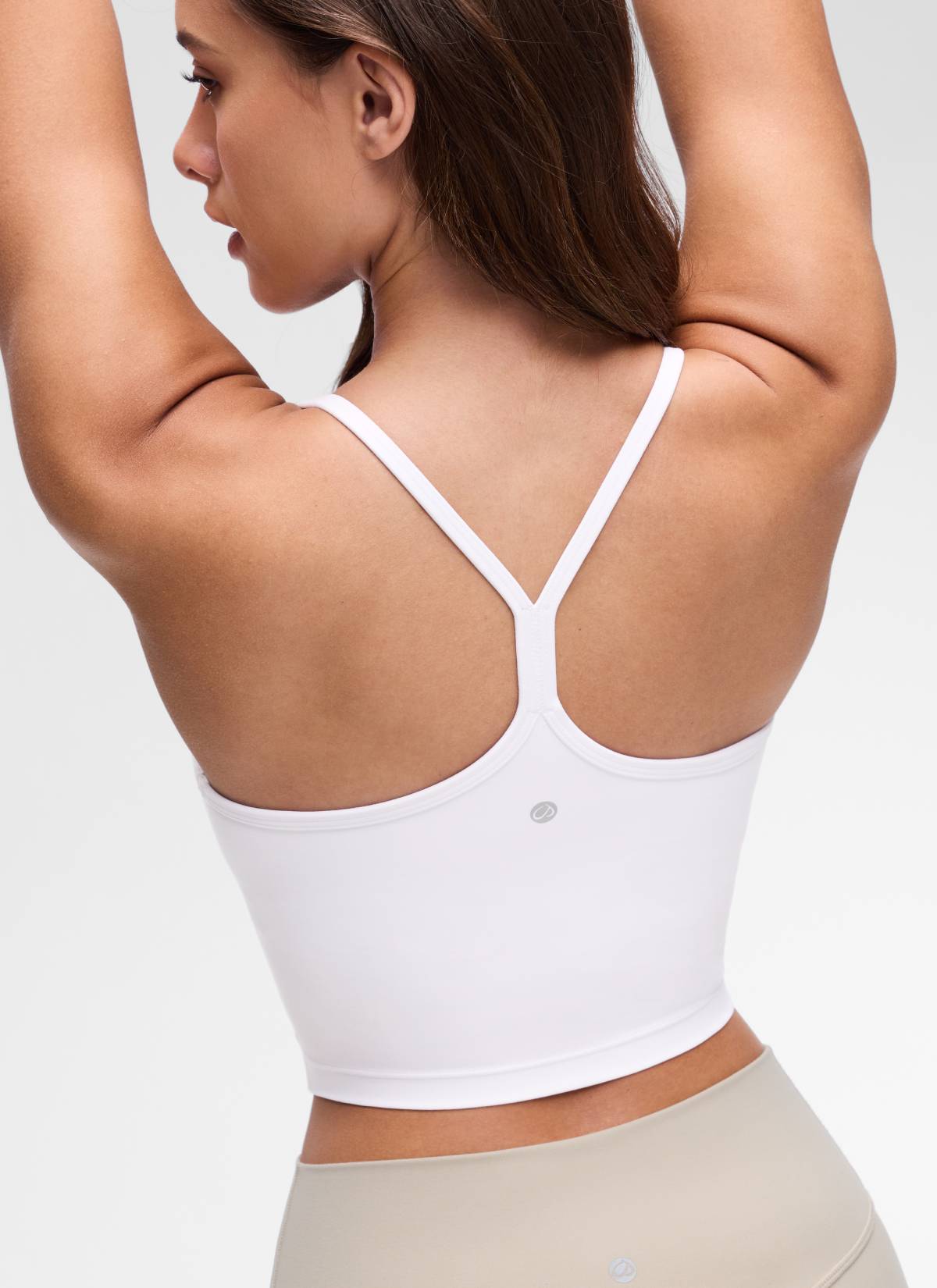 CRZ YOGA Womens Butterluxe Y Back Longline Sports Bras Crop Tank Top White @model_info:Maria