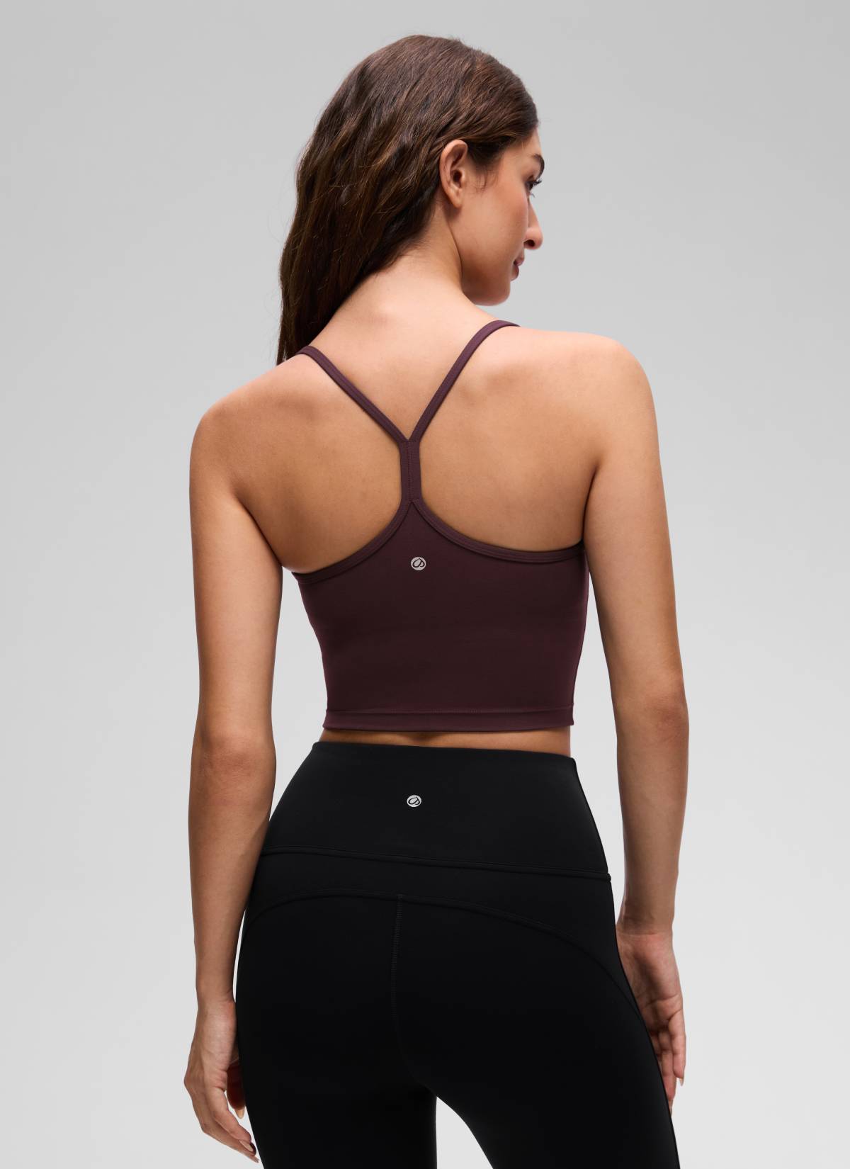 CRZ YOGA Womens Butterluxe Y Back Longline Sports Bras Crop Tank Top Ripe Plum @model_info:Inga