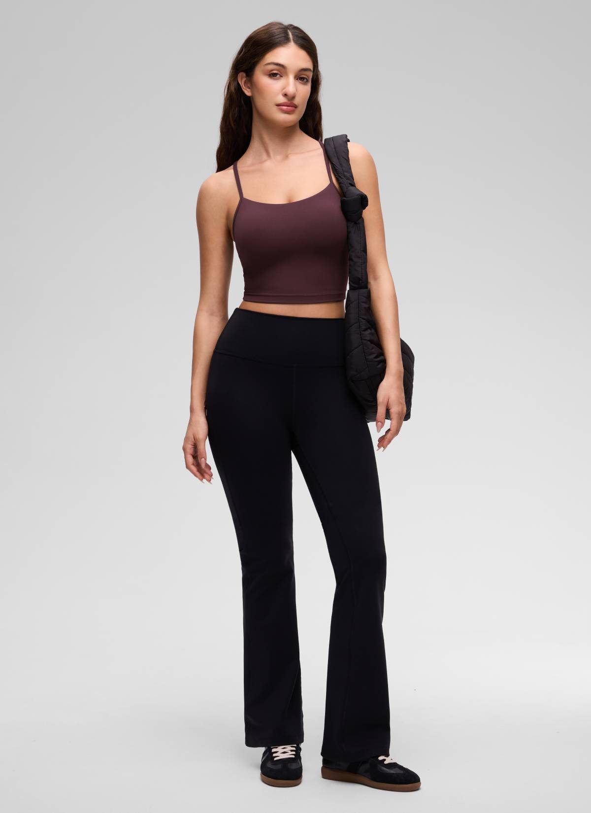 CRZ YOGA Womens Butterluxe Y Back Longline Sports Bras Crop Tank Top Ripe Plum @model_info:Inga