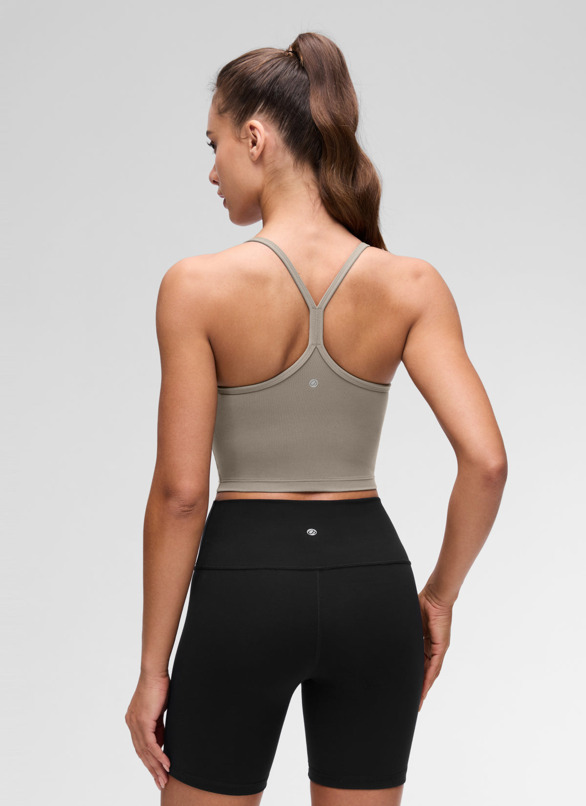 CRZ YOGA Womens Butterluxe Y Back Longline Sports Bras Crop Tank Top Warm Ash Grey @model_info:S1