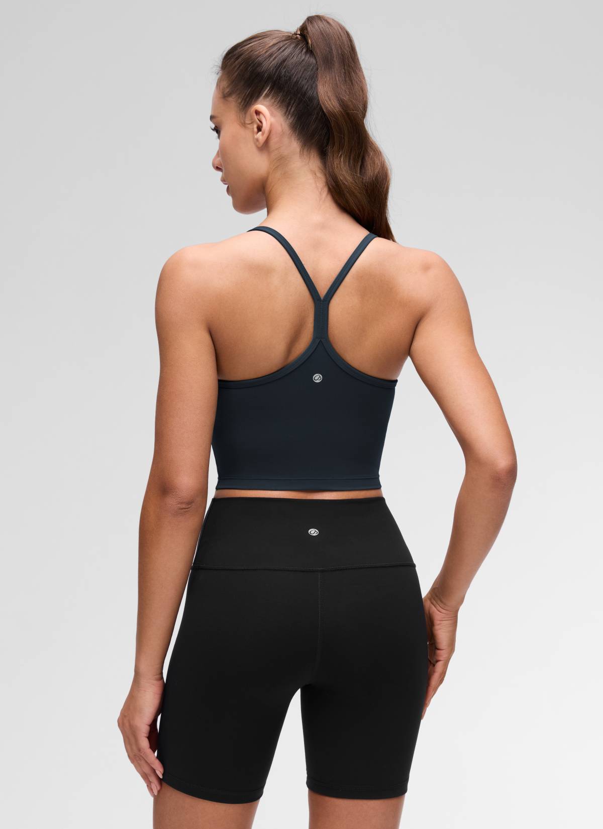 CRZ YOGA Womens Butterluxe Y Back Longline Sports Bras Crop Tank Top True Navy