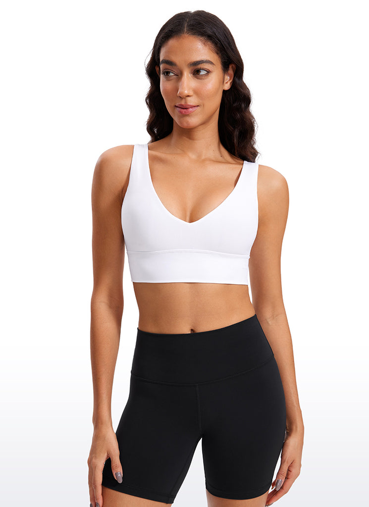 CRZ YOGA Women's Light Support Butterluxe Yoga Bra Longline U back V Neck Stelindigo