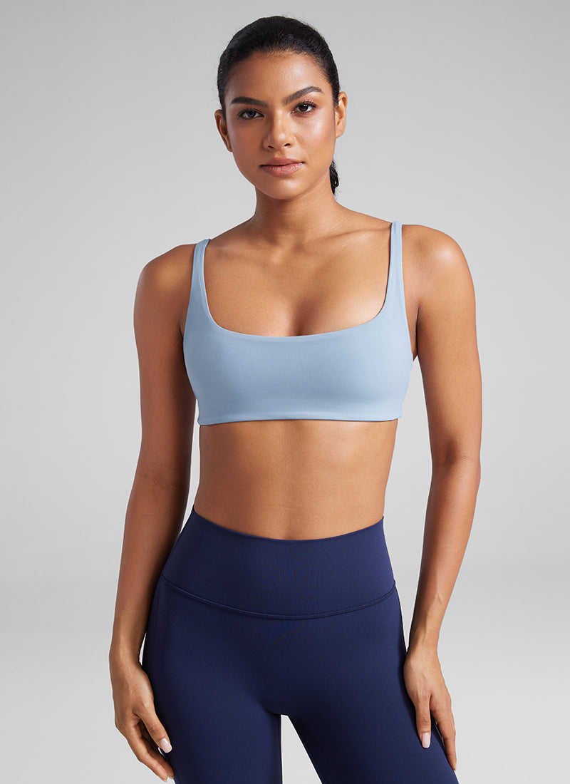 CRZ YOGA Women Butterluxe Square Neck Cami Padded Mini Bra Deep Red