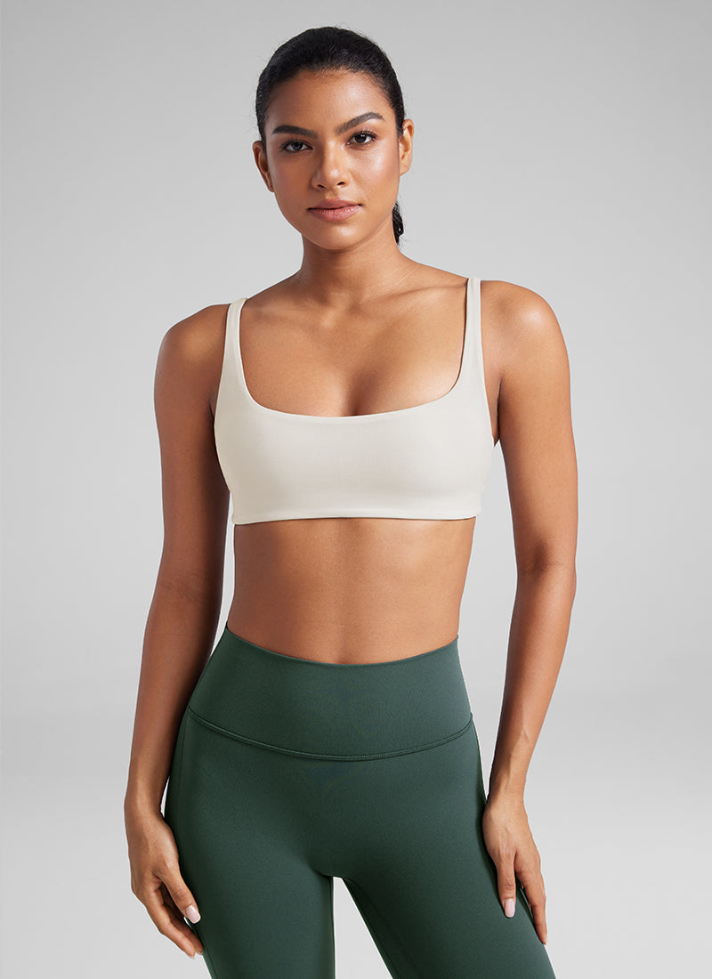 CRZ YOGA Women Butterluxe Square Neck Cami Padded Mini Bra Deep Red