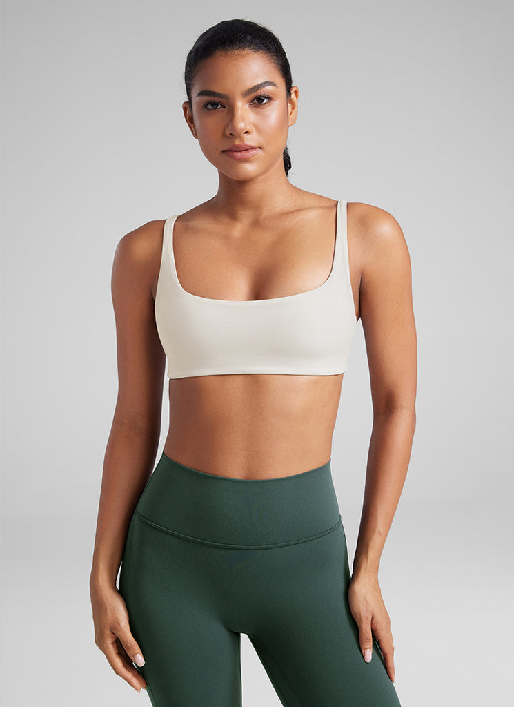 CRZ YOGA Women Butterluxe Square Neck Cami Padded Mini Bra Deep Red