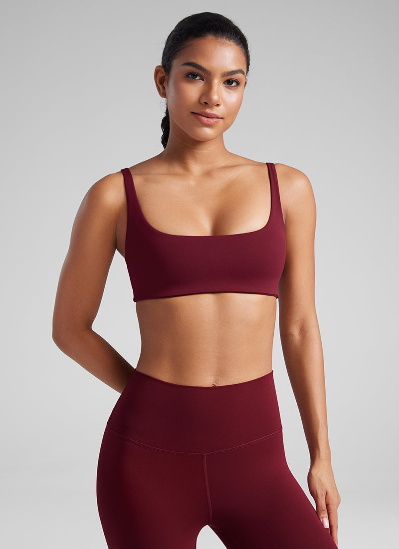 CRZ YOGA Women Butterluxe Square Neck Cami Padded Mini Bra Milky White