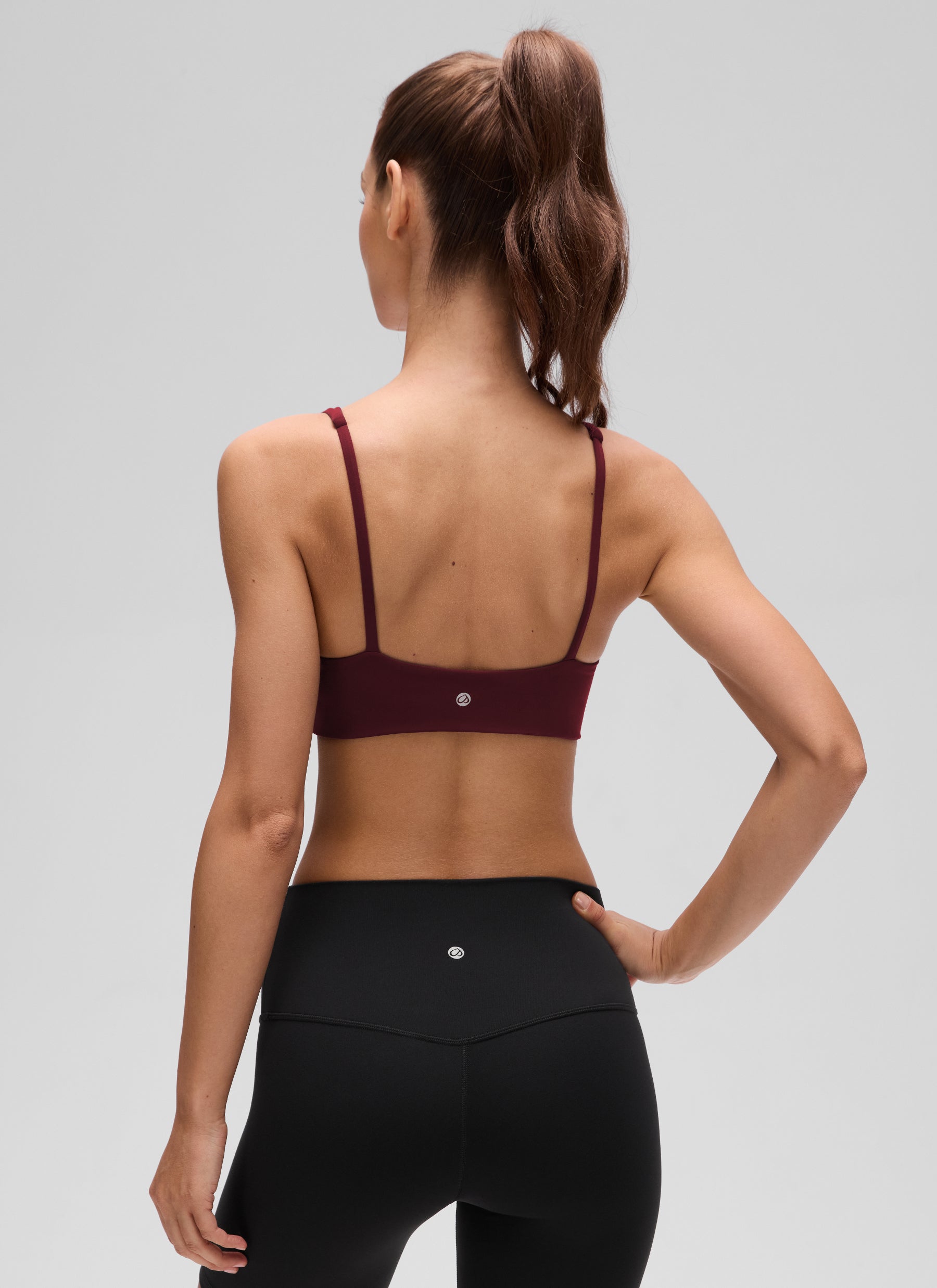 CRZ YOGA Women Butterluxe Square Neck Cami Padded Mini Bra Red Merlot @model_info:G