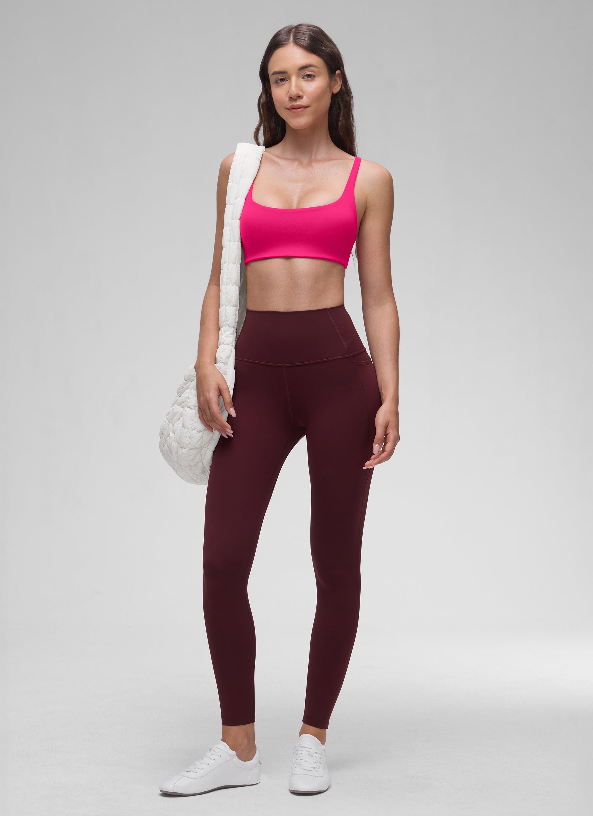 CRZ YOGA Women Butterluxe Square Neck Cami Padded Mini Bra Granita Pink @model_info:Malisa