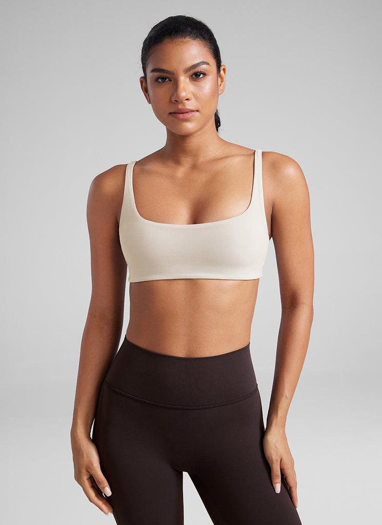 CRZ YOGA Women Butterluxe Square Neck Cami Padded Mini Bra Red Merlot