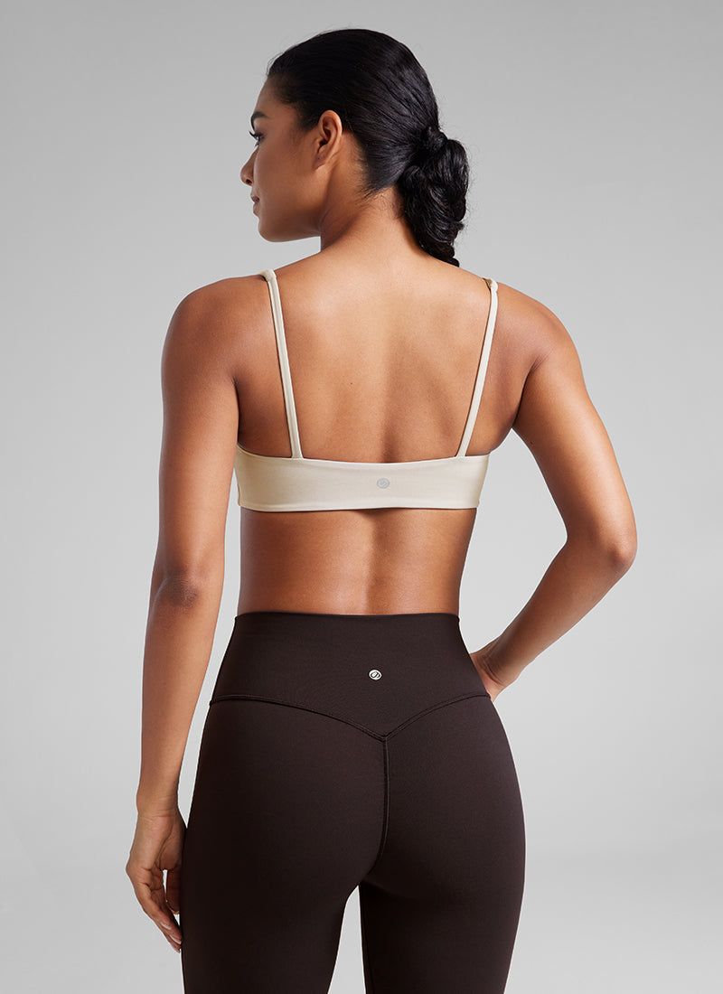 CRZ YOGA Women Butterluxe Square Neck Cami Padded Mini Bra Hot Fudge Brown