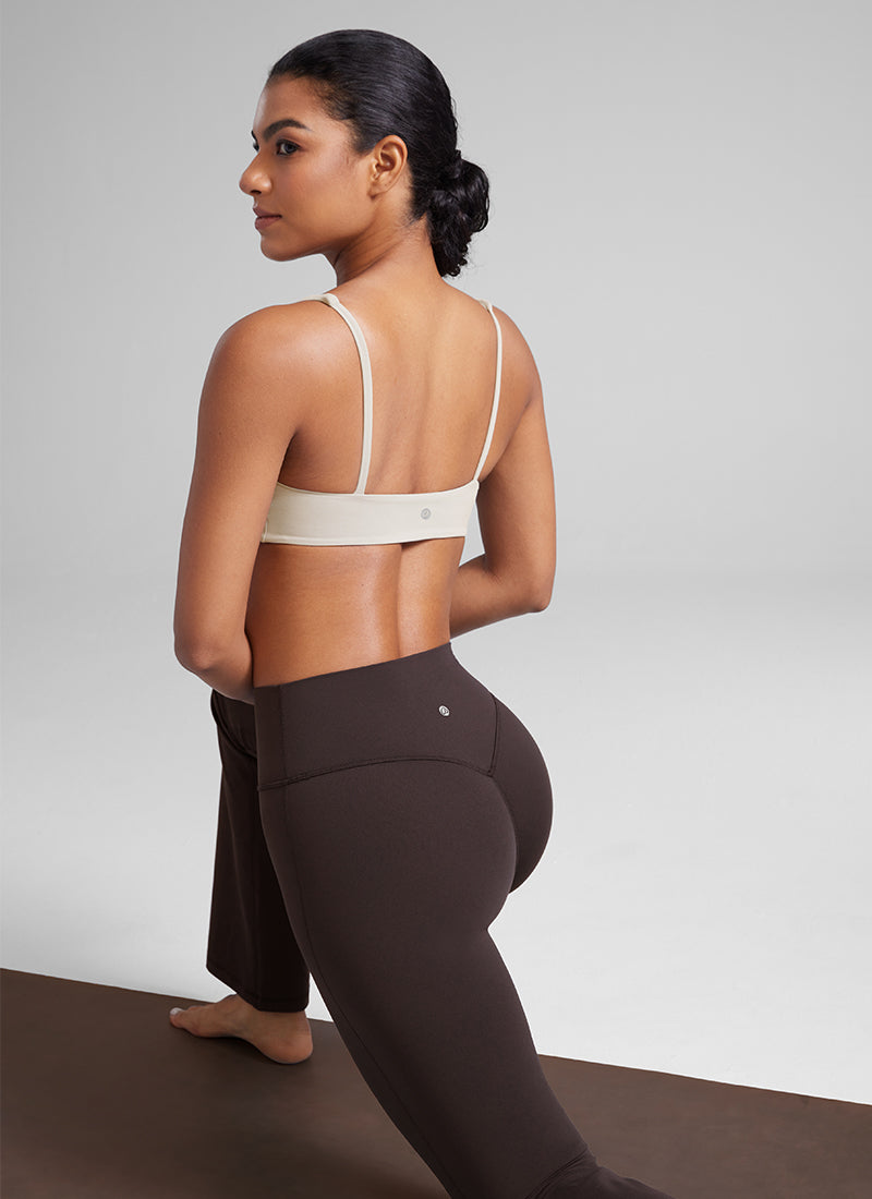 CRZ YOGA Women Butterluxe Square Neck Cami Padded Mini Bra Hot Fudge Brown