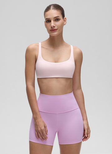 CRZ YOGA Women Butterluxe Square Neck Cami Padded Mini Bra Strawberry Pink