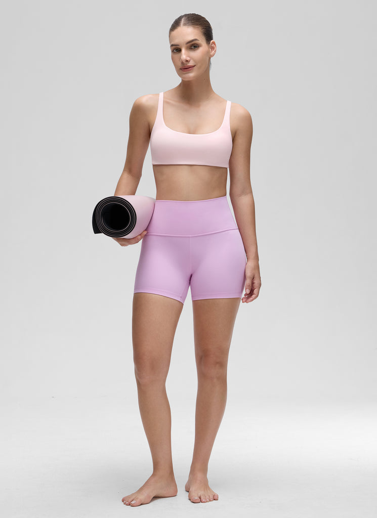 CRZ YOGA Women Butterluxe Square Neck Cami Padded Mini Bra Granita Pink