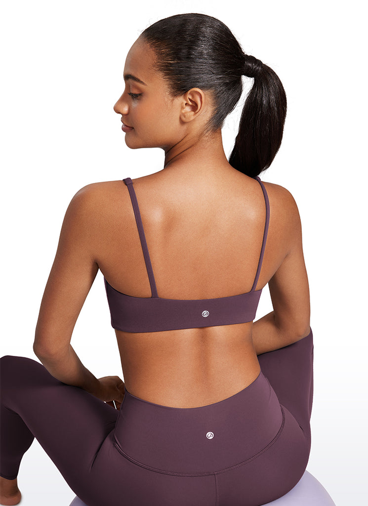 CRZ YOGA Women Butterluxe Square Neck Cami Padded Mini Bra Black Tie Dye Flowers