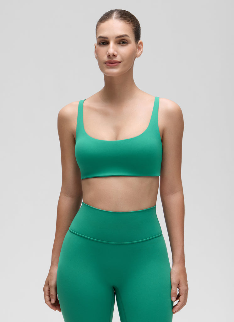 CRZ YOGA Women Butterluxe Square Neck Cami Padded Mini Bra Cascadia Green