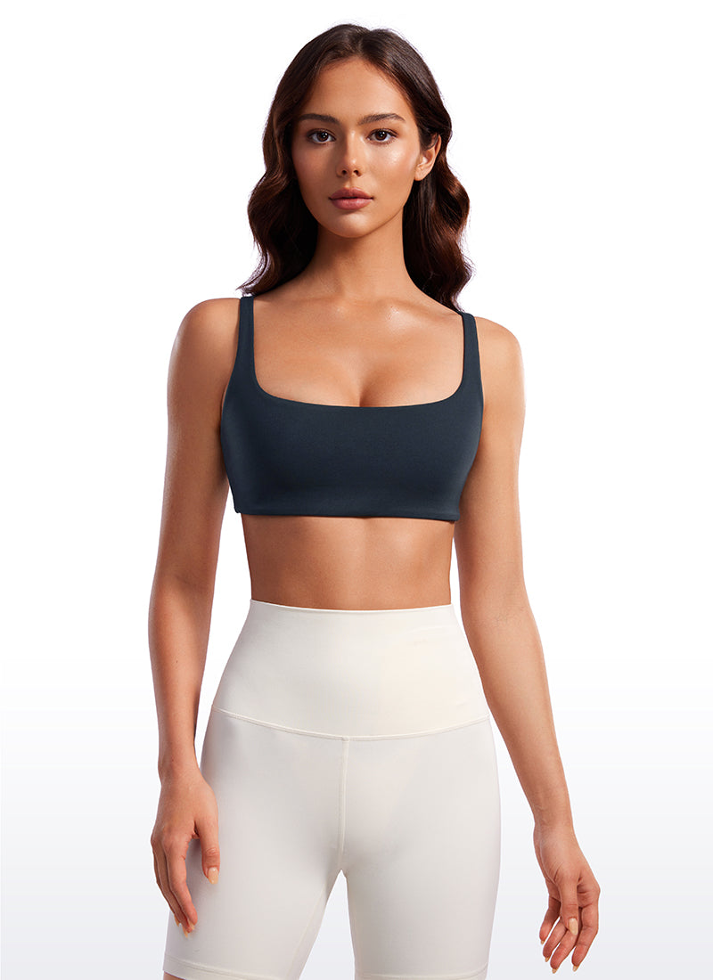 CRZ YOGA Women Butterluxe Square Neck Cami Padded Mini Bra White