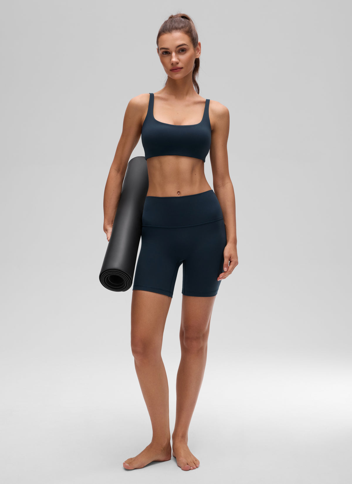 CRZ YOGA Women Butterluxe Square Neck Cami Padded Mini Bra True Navy @model_info:G