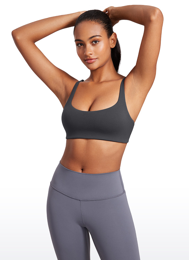 CRZ YOGA Women Butterluxe Square Neck Cami Padded Mini Bra Red Merlot