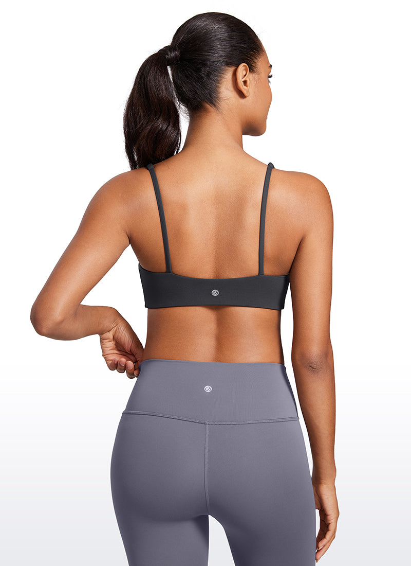 CRZ YOGA Women Butterluxe Square Neck Cami Padded Mini Bra Mysterious Grey