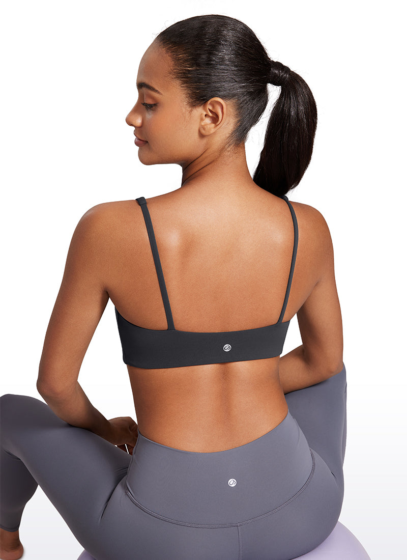 CRZ YOGA Women Butterluxe Square Neck Cami Padded Mini Bra Mysterious Grey