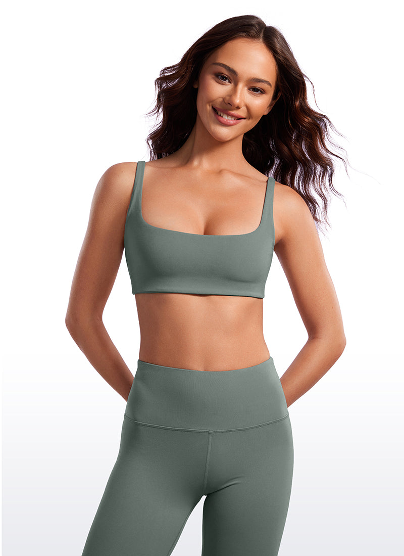 CRZ YOGA Women Butterluxe Square Neck Cami Padded Mini Bra Grey Sage @model_info:Alice