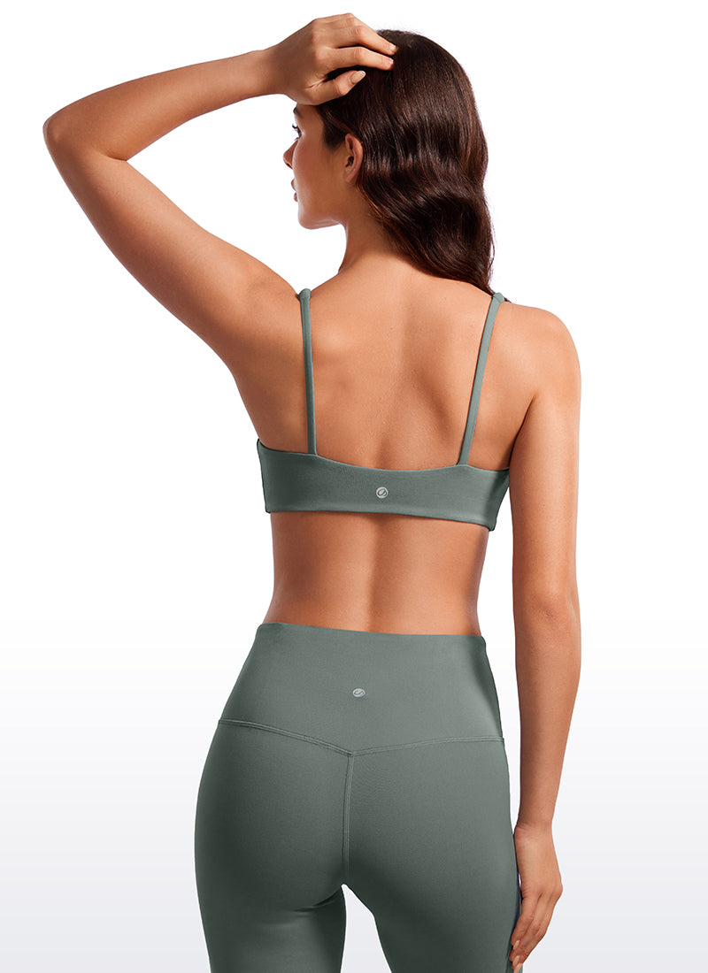 CRZ YOGA Women Butterluxe Square Neck Cami Padded Mini Bra Grey Sage @model_info:Alice