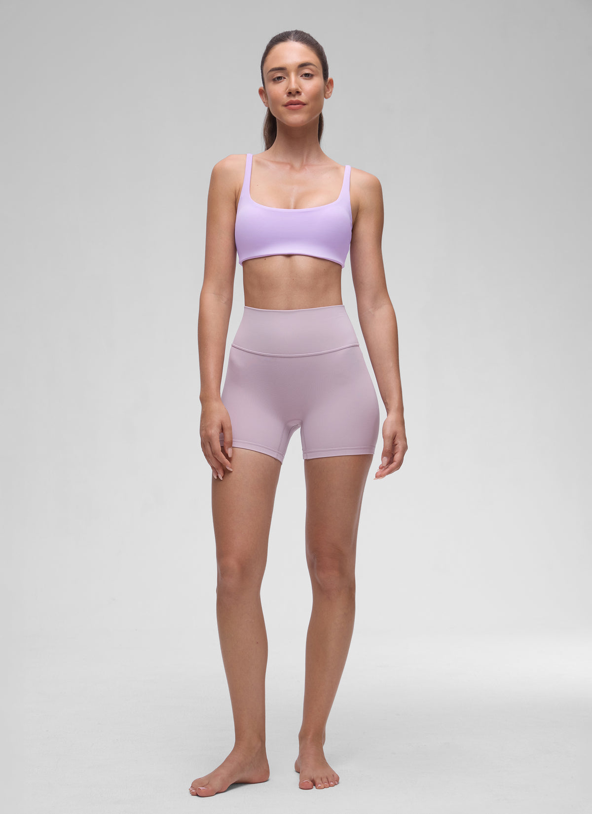 CRZ YOGA Women Butterluxe Square Neck Cami Padded Mini Bra Elfin Purple @model_info:Malisa
