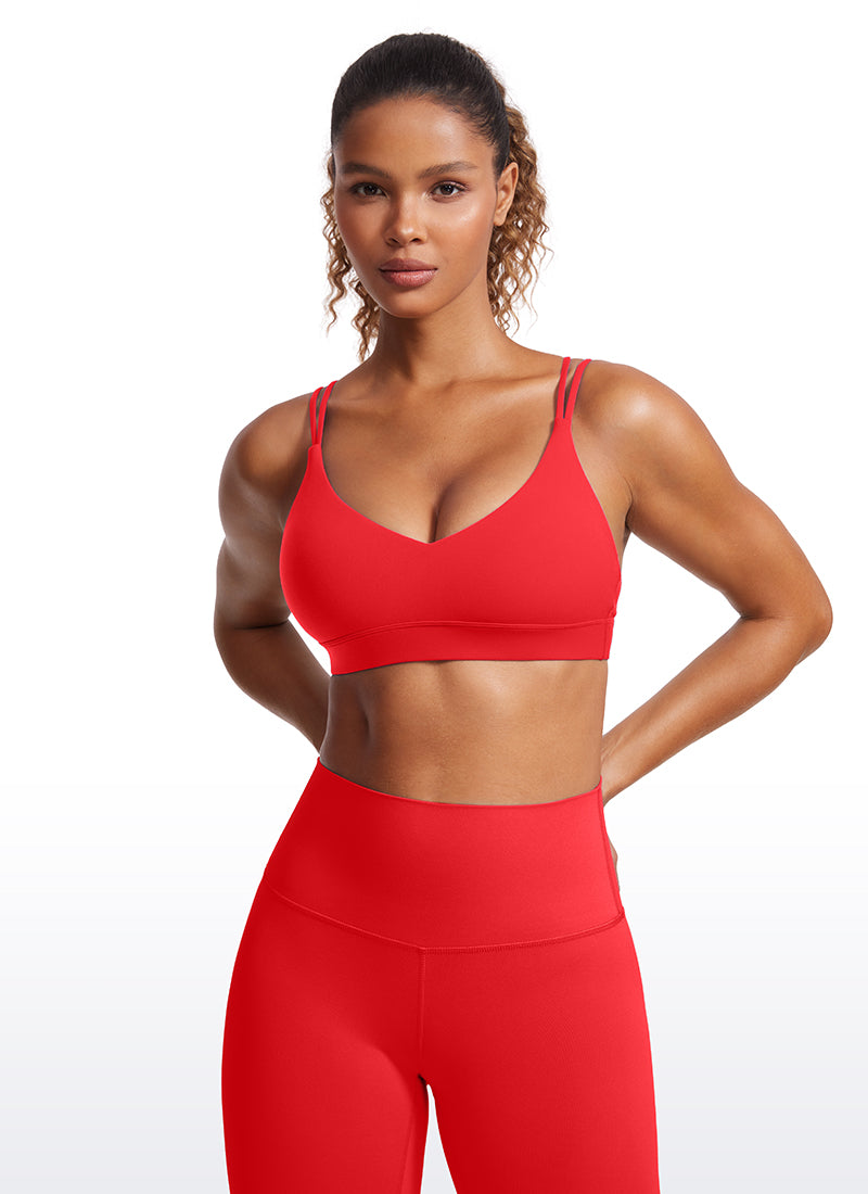 CRZ YOGA Women's Light Support Butterluxe Yoga Bra Strappy back Deep Red @model_info:GI