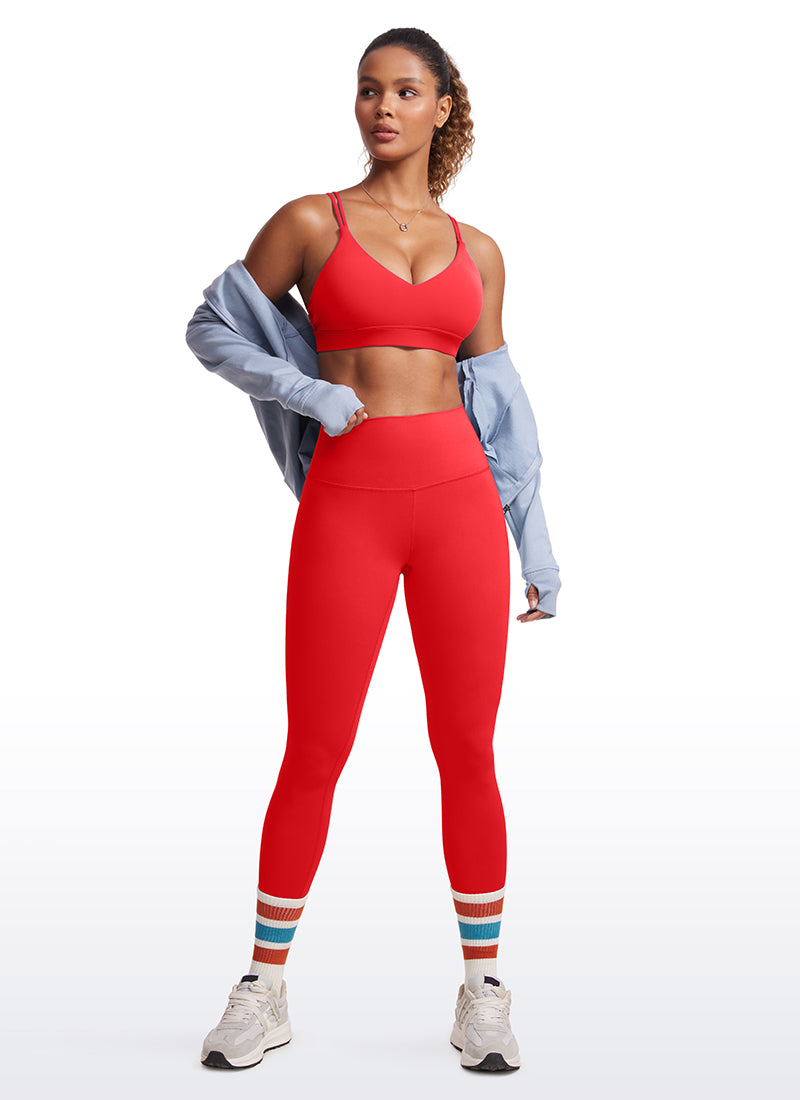 CRZ YOGA Women's Light Support Butterluxe Yoga Bra Strappy back Deep Red @model_info:GI