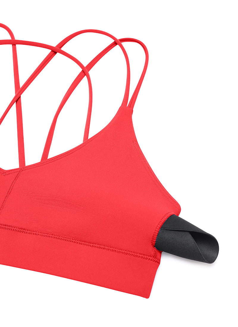 CRZ YOGA Women's Light Support Butterluxe Yoga Bra Strappy back Deep Red @model_info:NEW