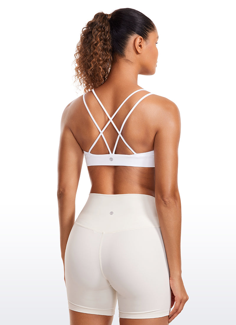 CRZ YOGA Women's Light Support Butterluxe Yoga Bra Strappy back White @model_info:GI