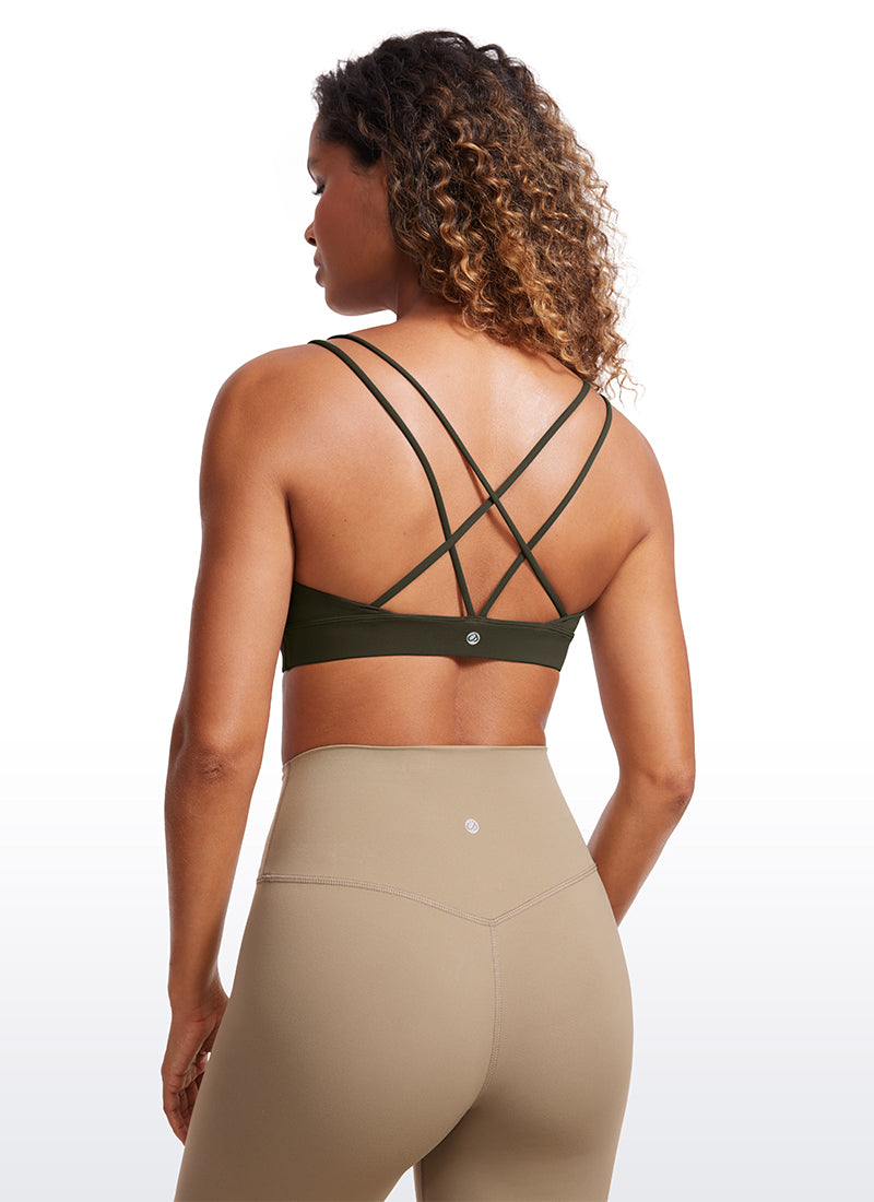 CRZ YOGA Women's Light Support Butterluxe Yoga Bra Strappy back Olive Green @model_info:GI