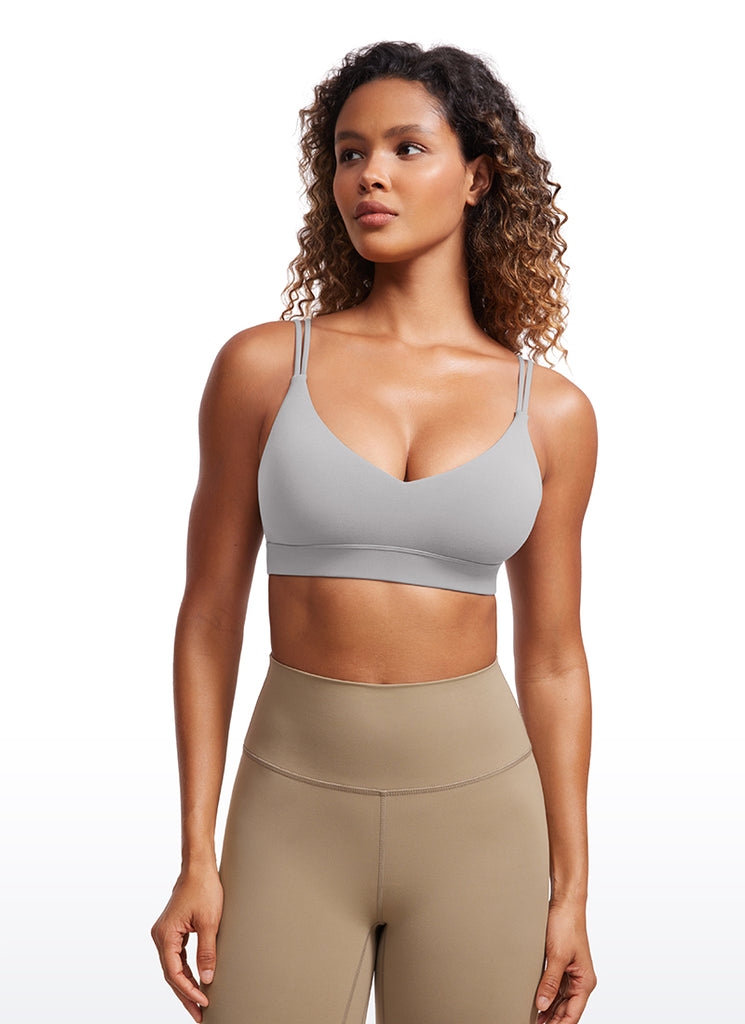 CRZ YOGA Women's Light Support Butterluxe Yoga Bra Strappy back Olive Green