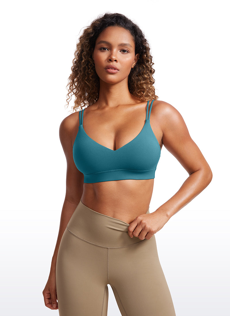 CRZ YOGA Women's Light Support Butterluxe Yoga Bra Strappy back Borealis Green @model_info:GI