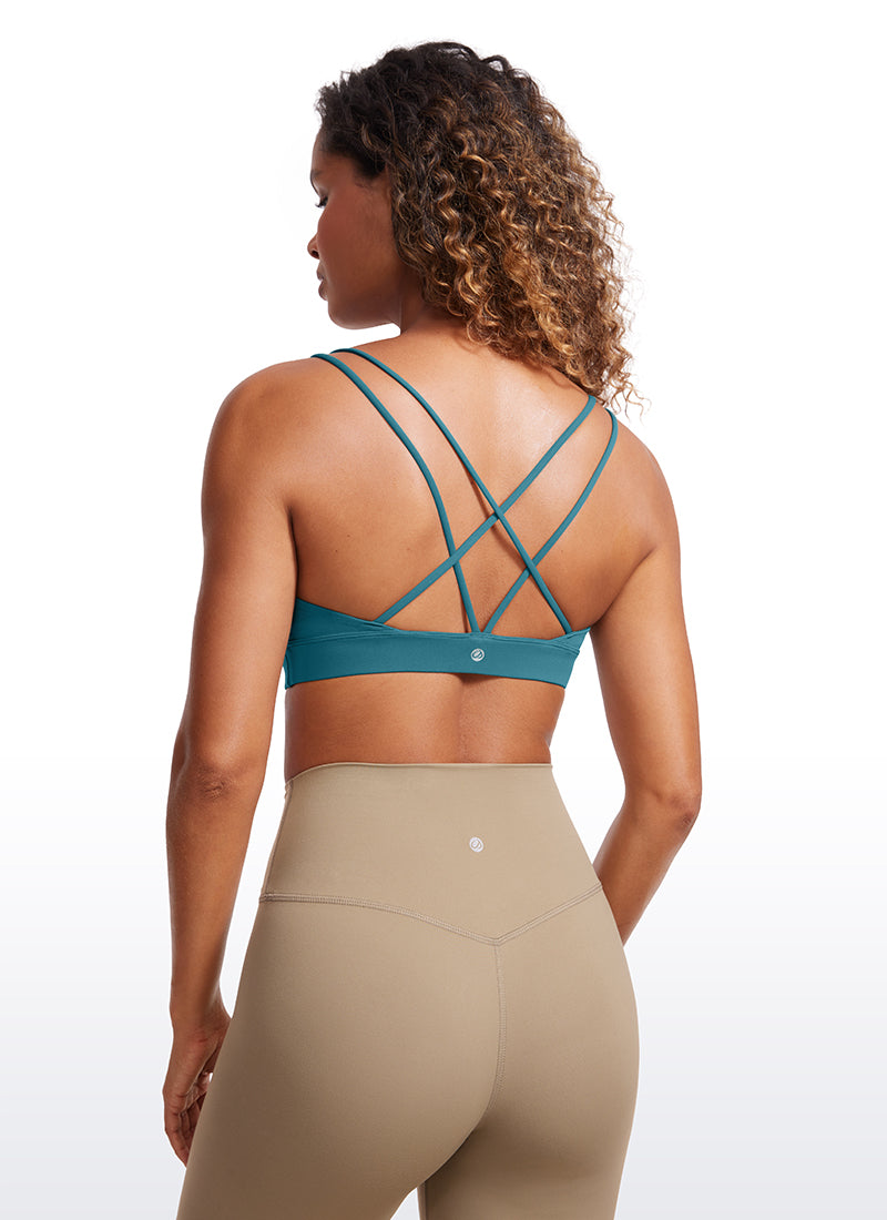 CRZ YOGA Women's Light Support Butterluxe Yoga Bra Strappy back Borealis Green @model_info:GI