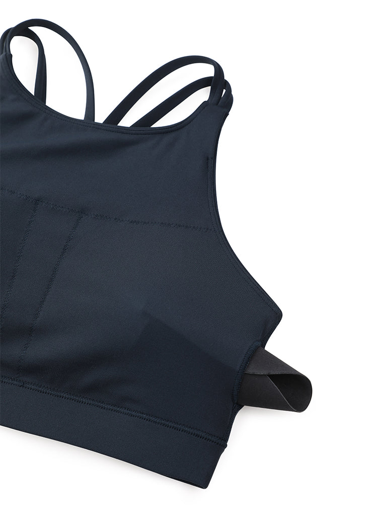CRZ YOGA Womens Butterluxe Longline Sports Bras Criss Cross Back True Navy