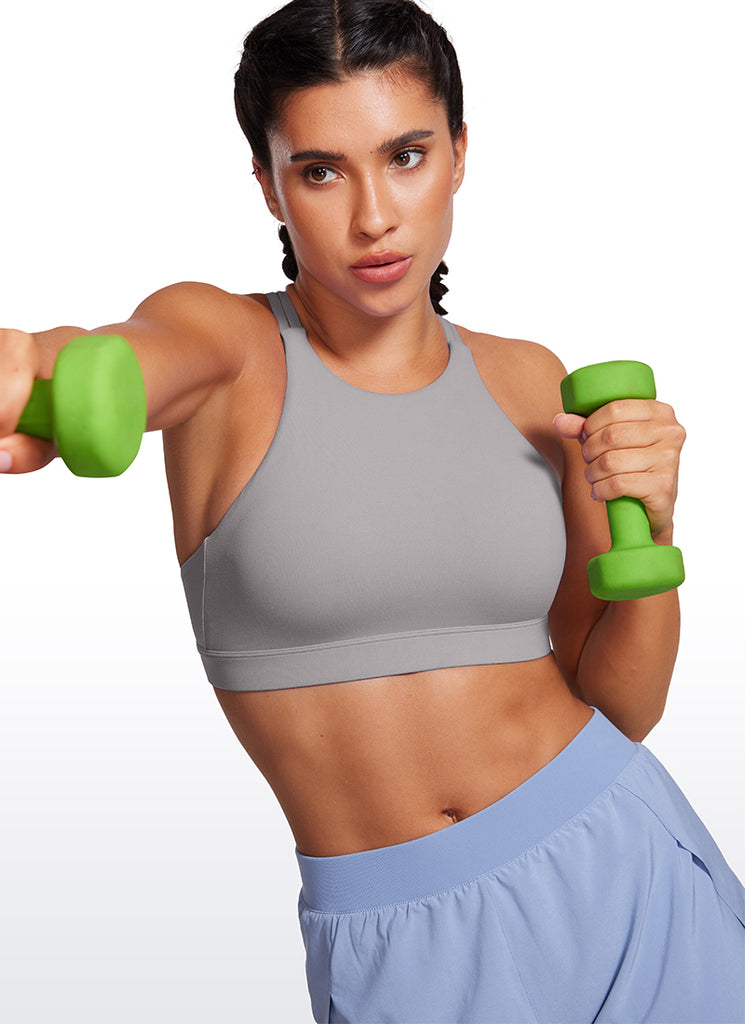 CRZ YOGA Womens Butterluxe Longline Sports Bras Criss Cross Back True Navy