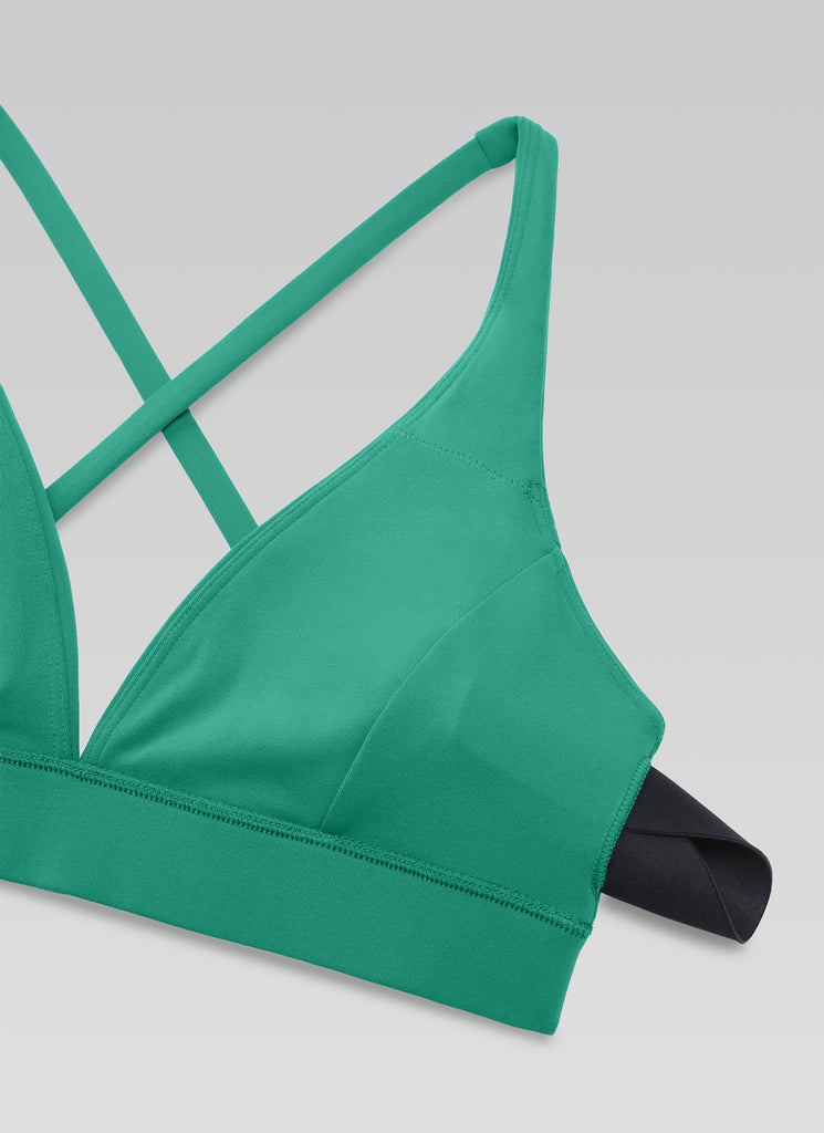 CRZ YOGA Women's Light Support Butterluxe Yoga Bra Strappy back V Neck Deep Red