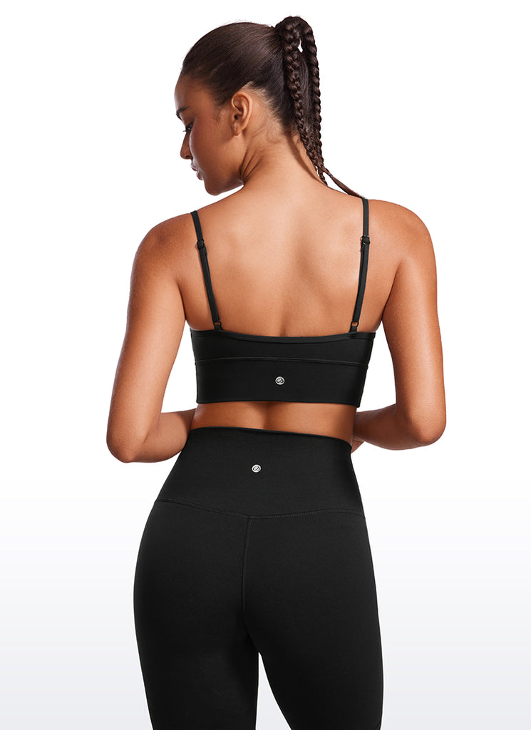 CRZ YOGA Butterluxe Womens V Neck Longline Camisole Yoga Padded Sports Bra White