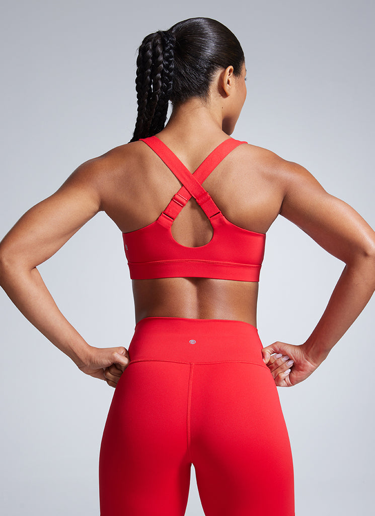 CRZ YOGA Womens Butterbreeze Padded V Neck Sports Bra Training Red Merlot