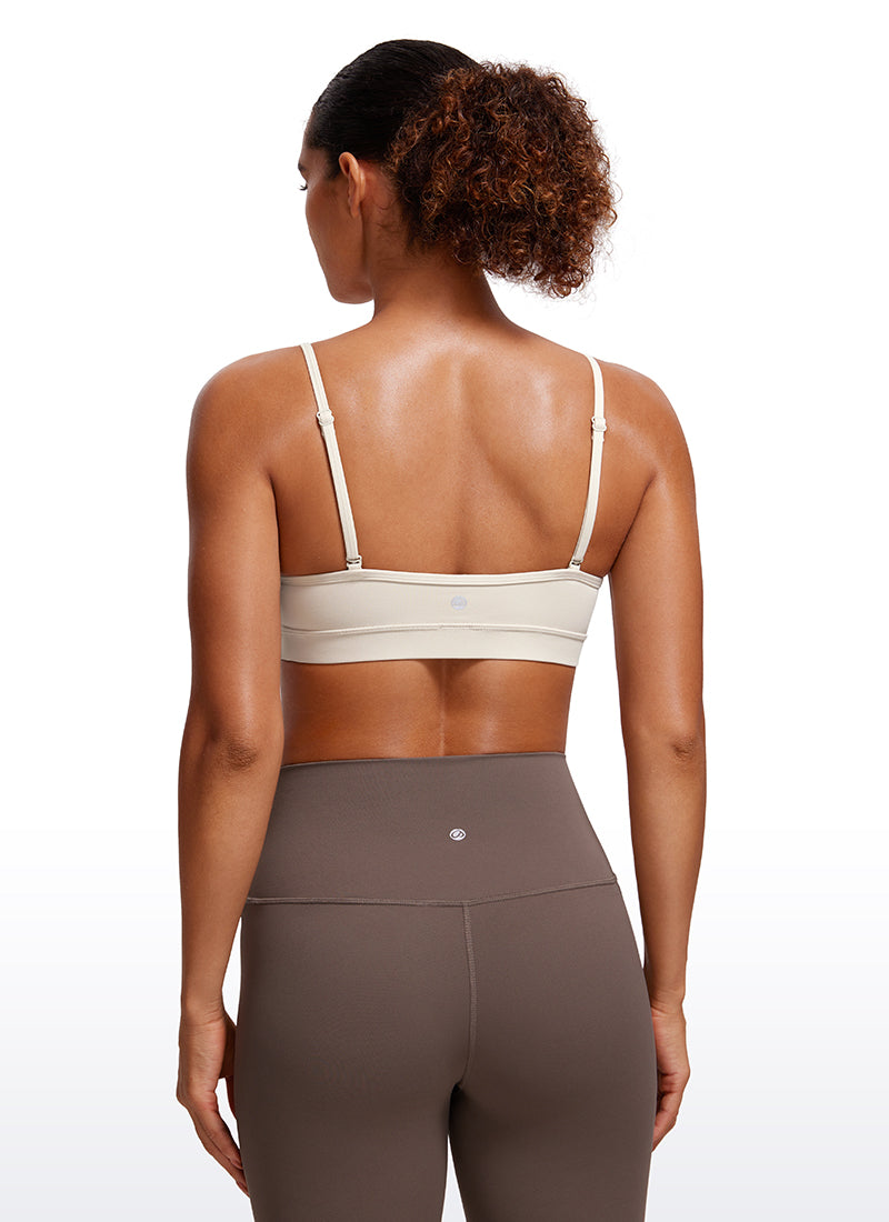 CRZ YOGA Butterluxe Womens V Neck Camisole Yoga Padded Sports Bra Mojave Tan