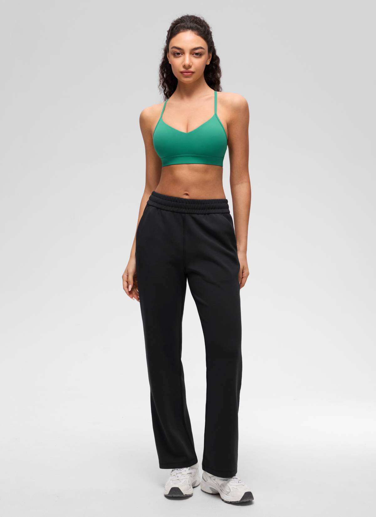 CRZ YOGA Butterluxe Womens V Neck Camisole Yoga Padded Sports Bra Cascadia Green