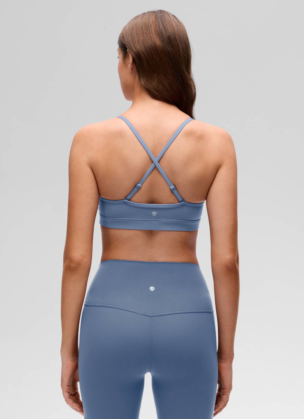 CRZ YOGA Butterluxe Womens V Neck Camisole Yoga Padded Sports Bra Washed Denim