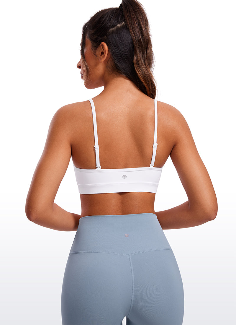 CRZ YOGA Butterluxe Womens V Neck Camisole Yoga Padded Sports Bra White