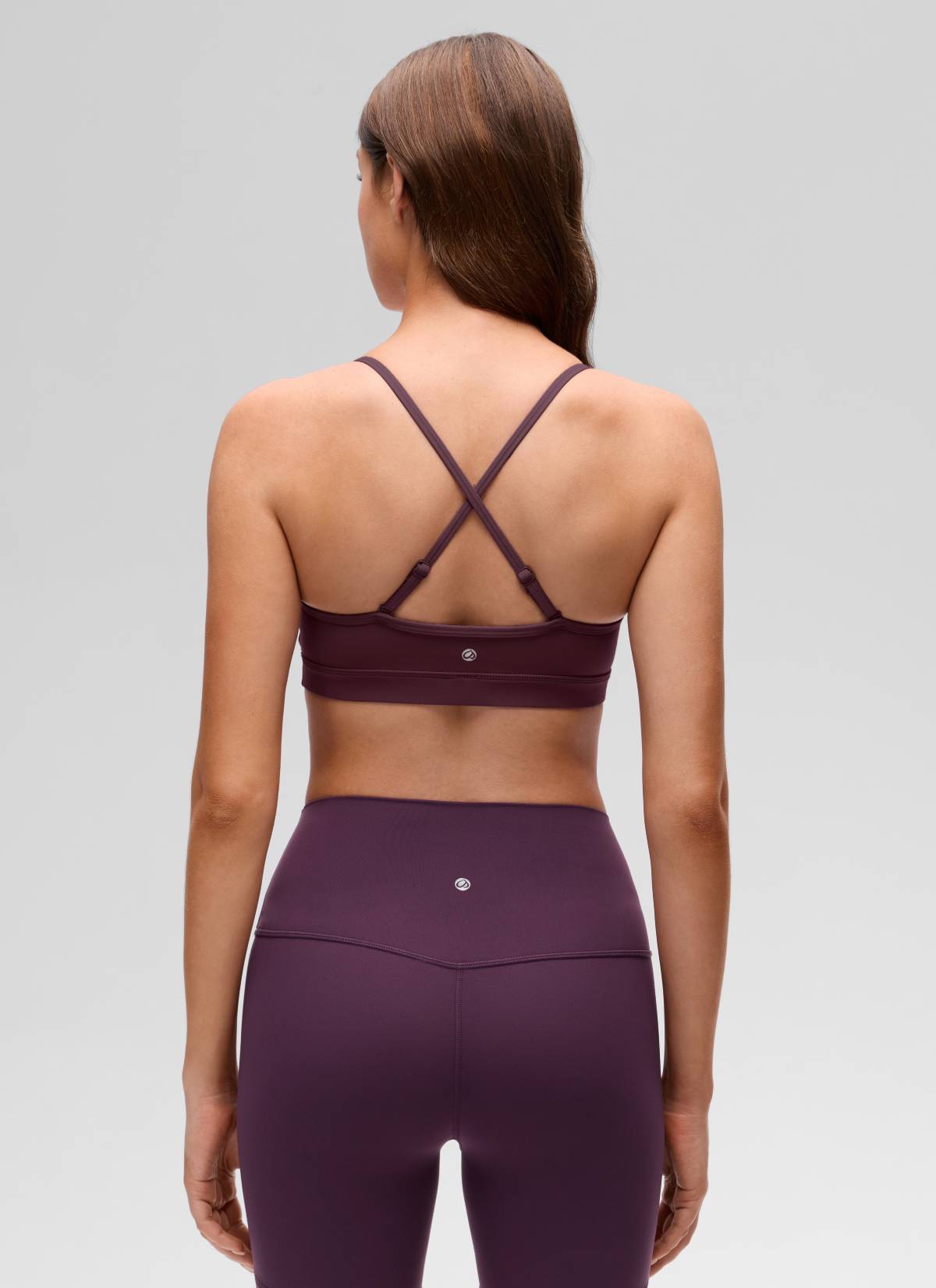 CRZ YOGA Butterluxe Womens V Neck Camisole Yoga Padded Sports Bra Ripe Plum @model_info:Gelya