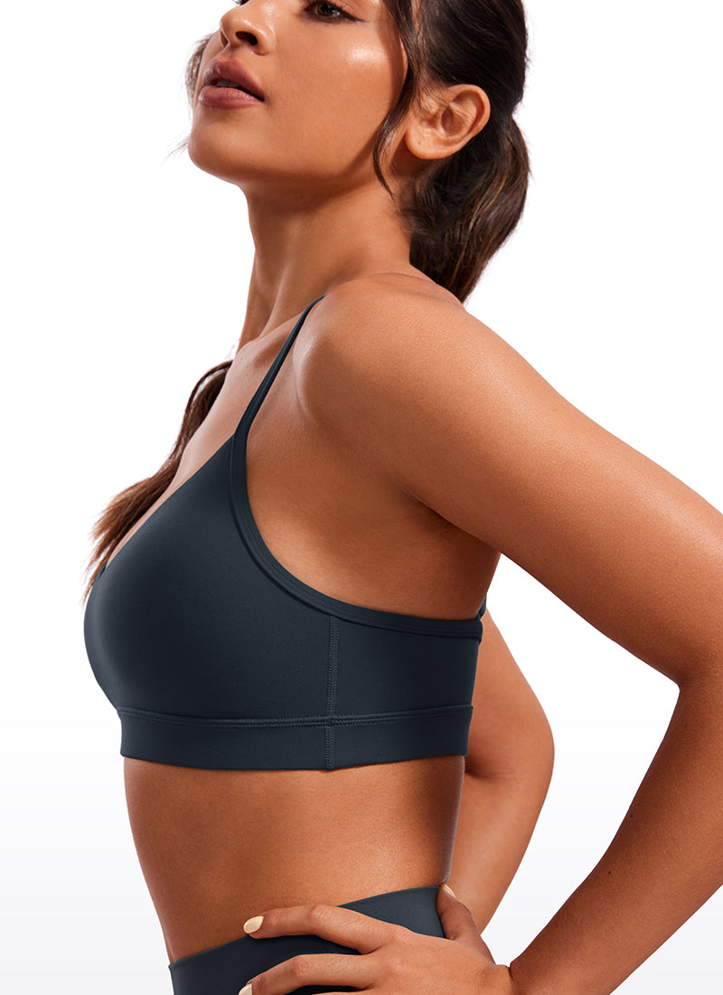 CRZ YOGA Butterluxe Womens V Neck Camisole Yoga Padded Sports Bra True Navy