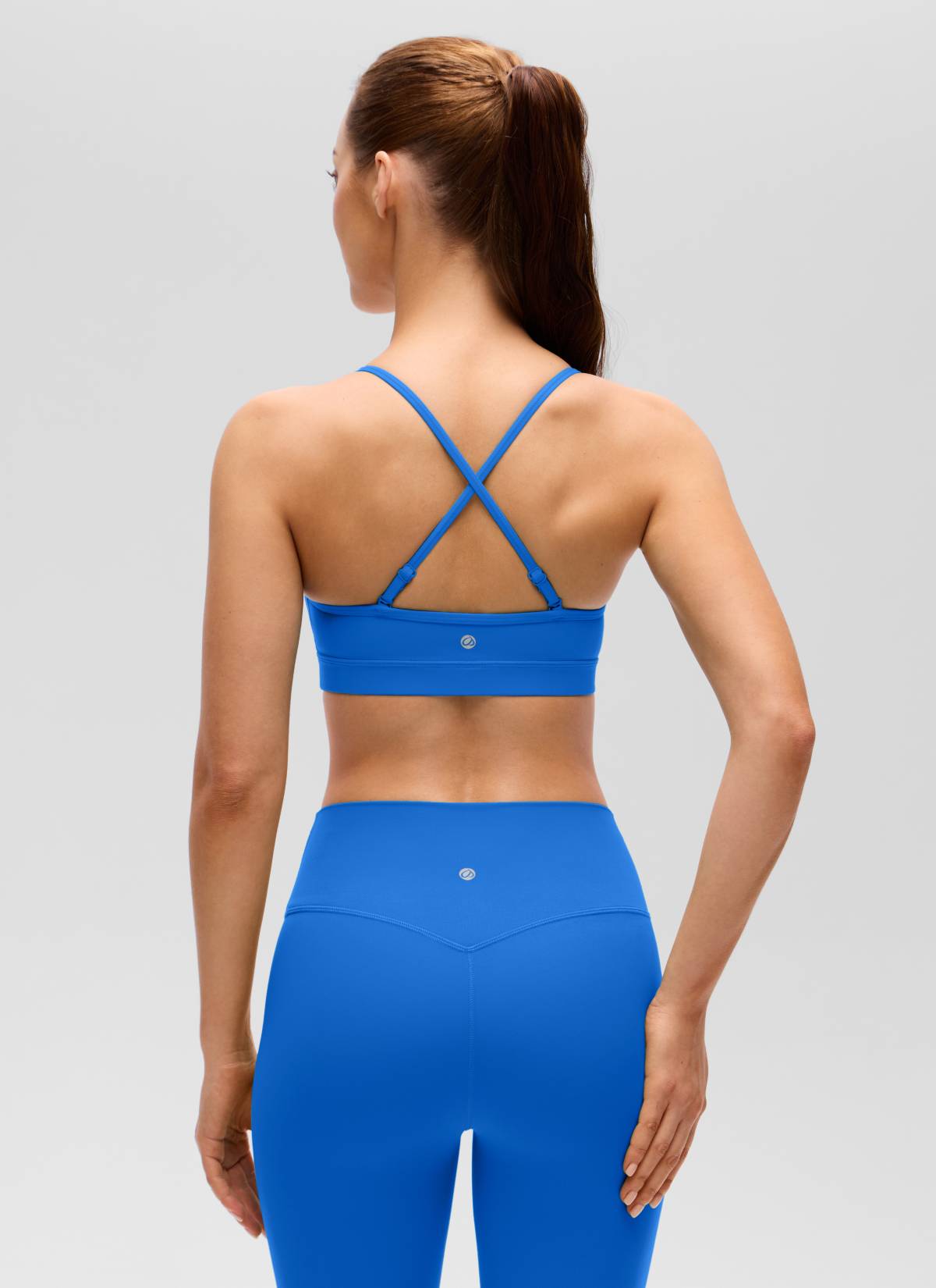 CRZ YOGA Butterluxe Womens V Neck Camisole Yoga Padded Sports Bra Sparkle Blue