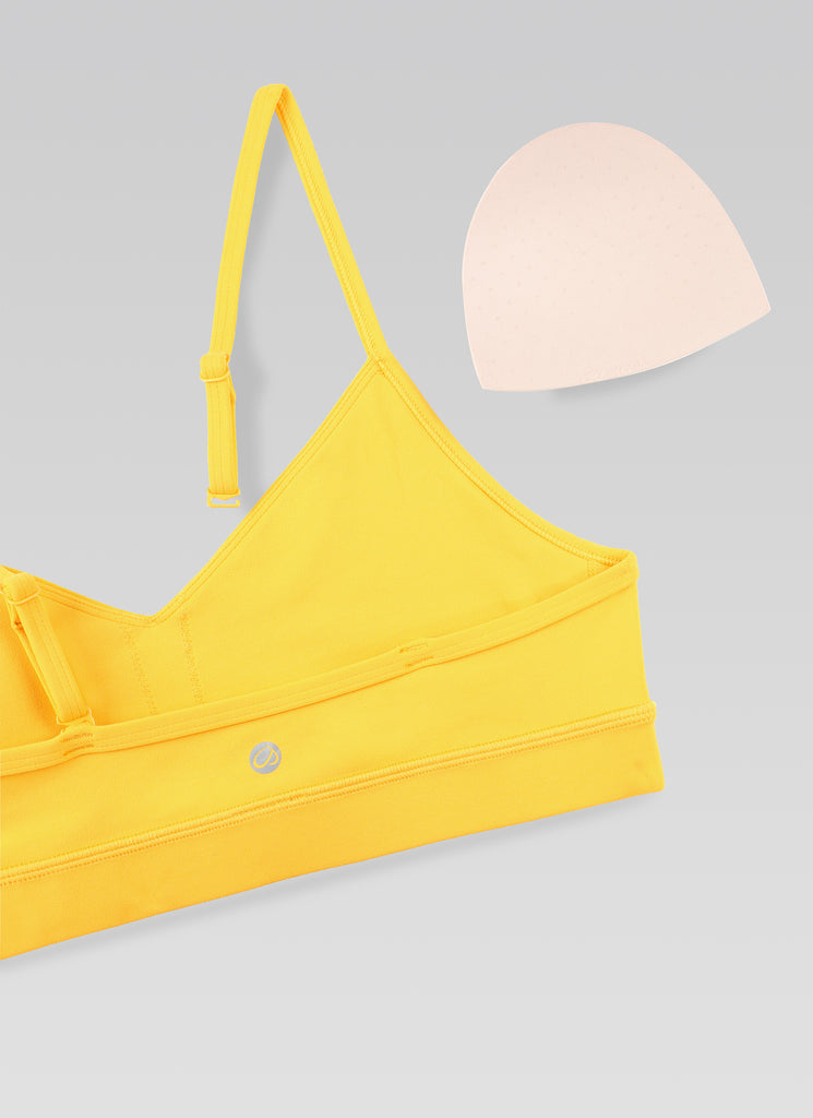 CRZ YOGA Butterluxe Womens V Neck Camisole Yoga Padded Sports Bra High Visibility Yellow